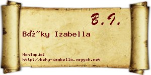 Béky Izabella névjegykártya